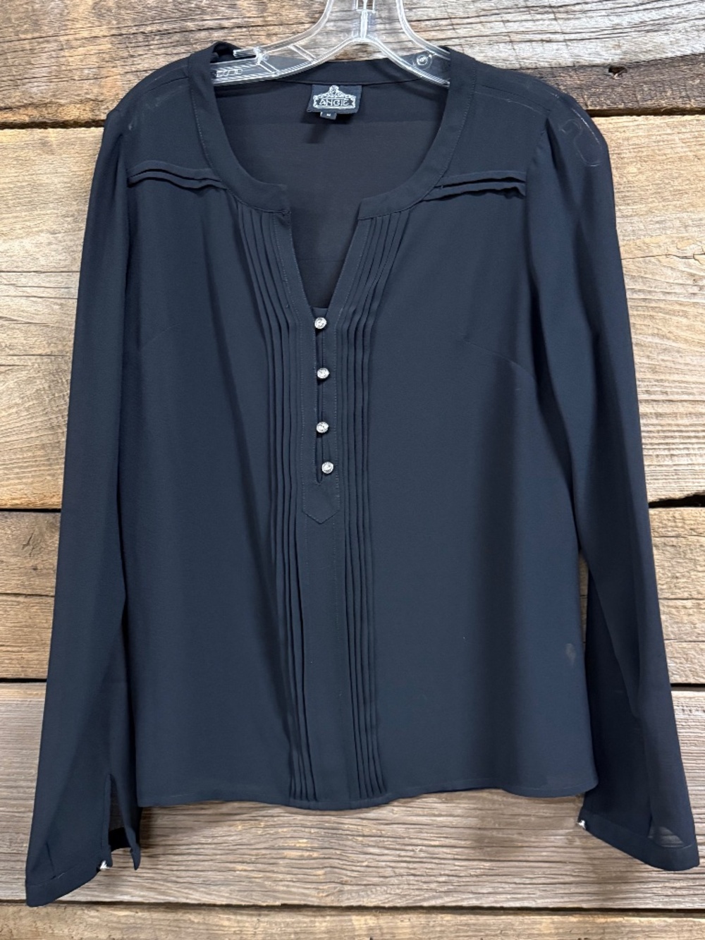 Angie Chiffon sheer blouse, Black, Medium